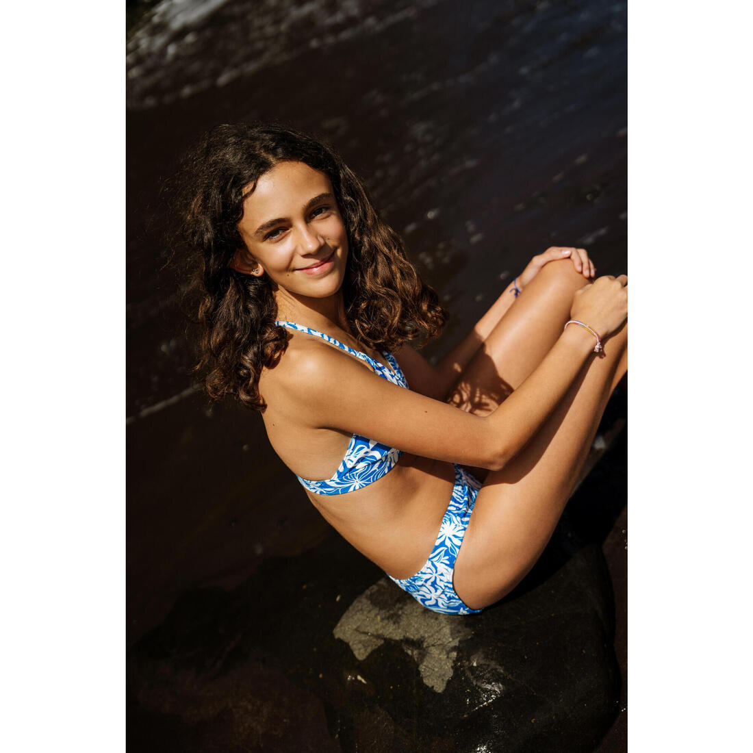 Haut de maillot de bain fleuri surf Fille - Lizy cobe