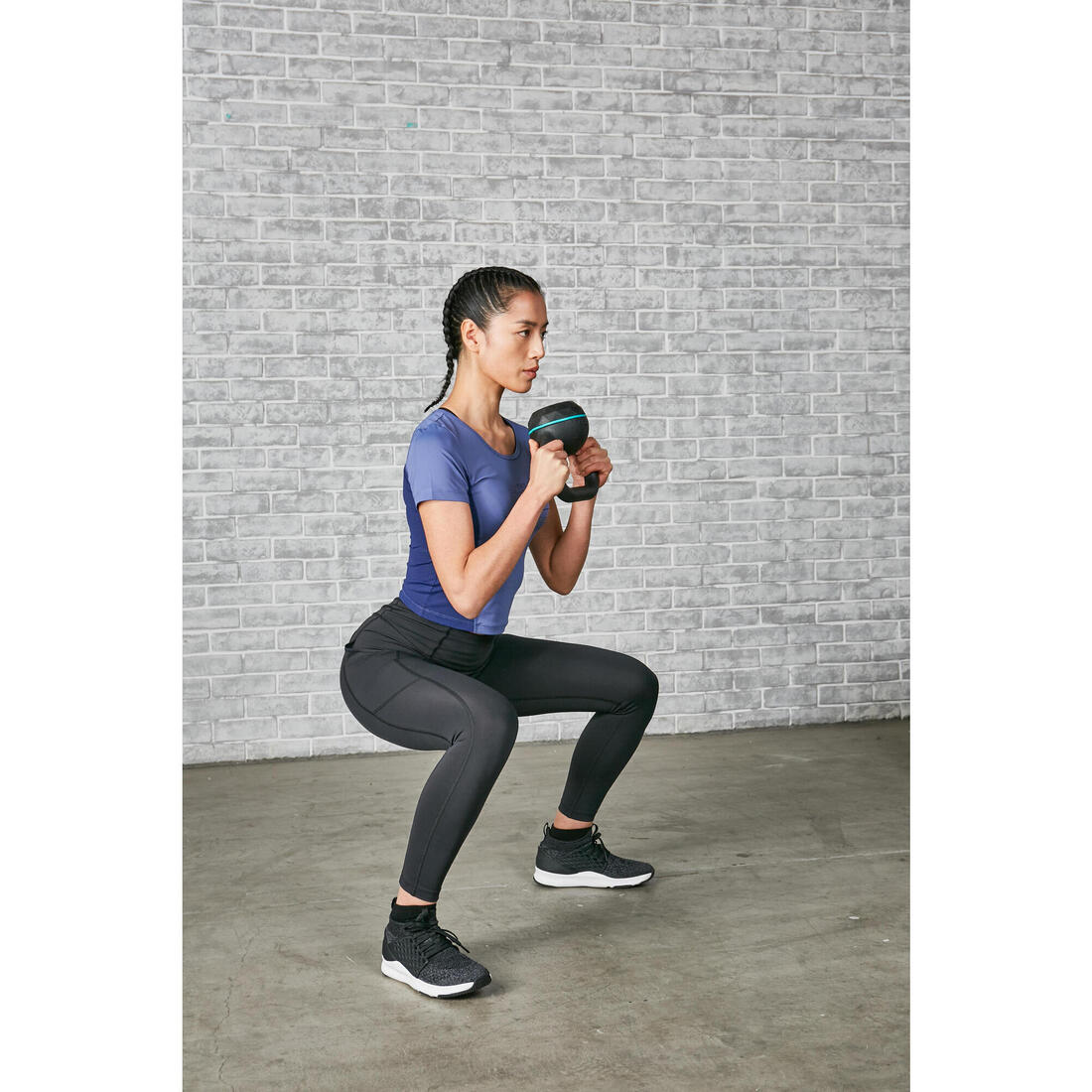 Kettlebell en fonte et base caoutchouc 8 kg, fonte en partie recyclée