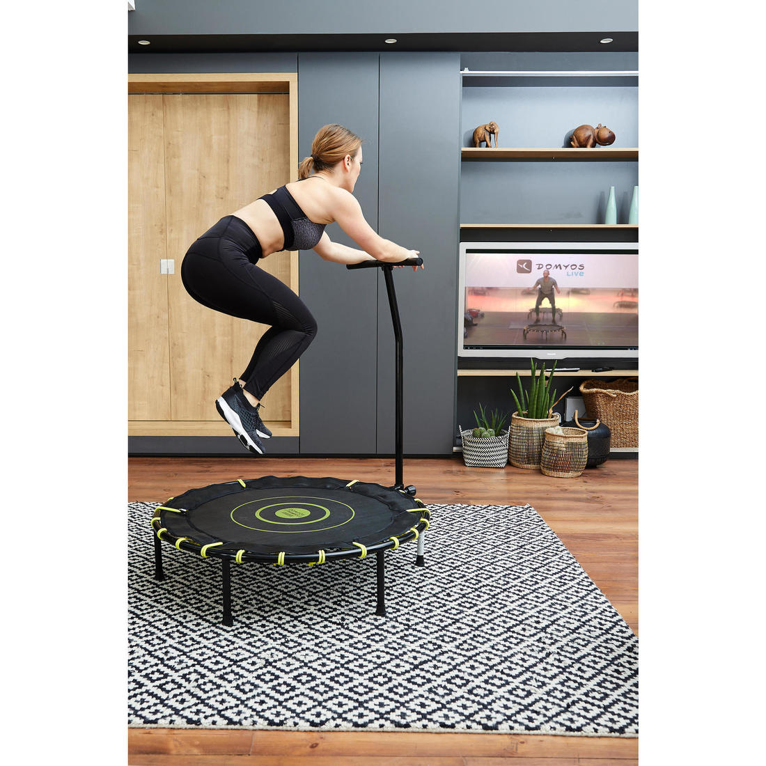 Trampoline fitness FIT TRAMPO500 avec barre frontale