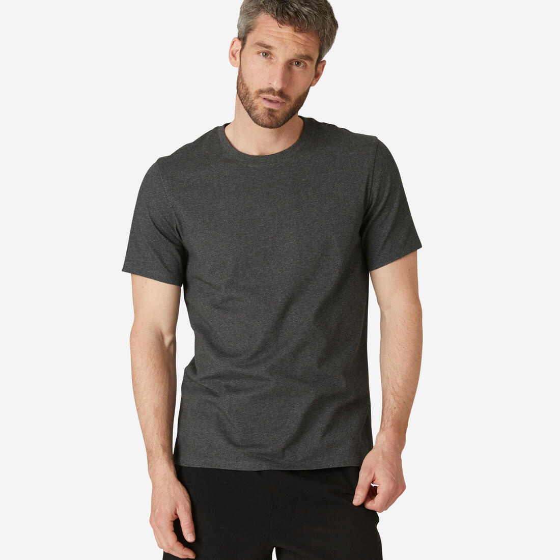 T-shirt fitness manches courtes coton extensible col rond homme rouge grenat