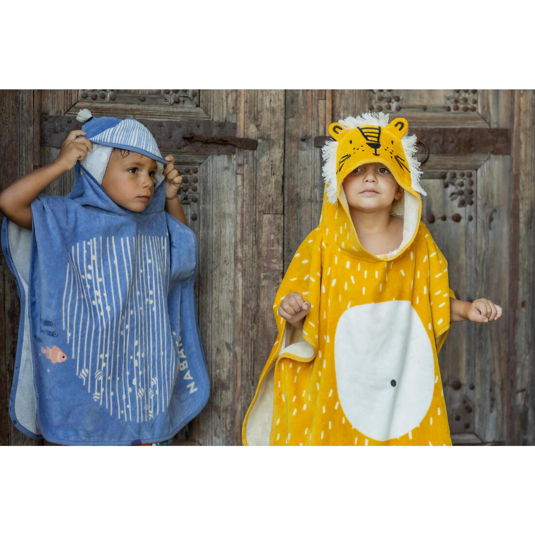 Poncho de bain coton bébé - lion