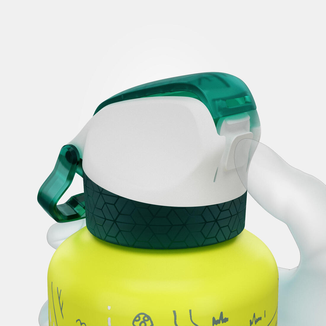Gourde alu enfant 0,6L, bouchon instantané, pipette et paille, en alu recyclé