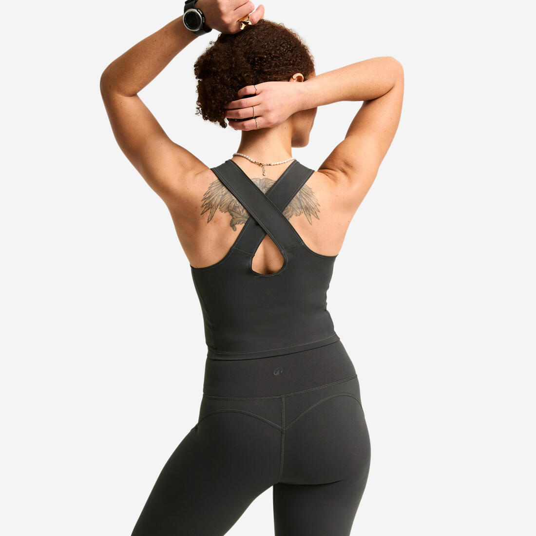 Débardeur de sport court galbant femme foncé