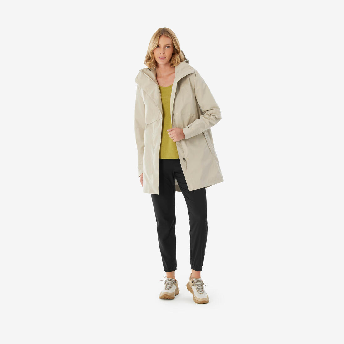 Veste longue imperméable femme, NH500