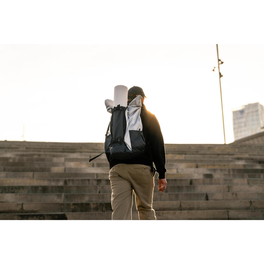 Sac à dos tapis de yoga 35L, gris