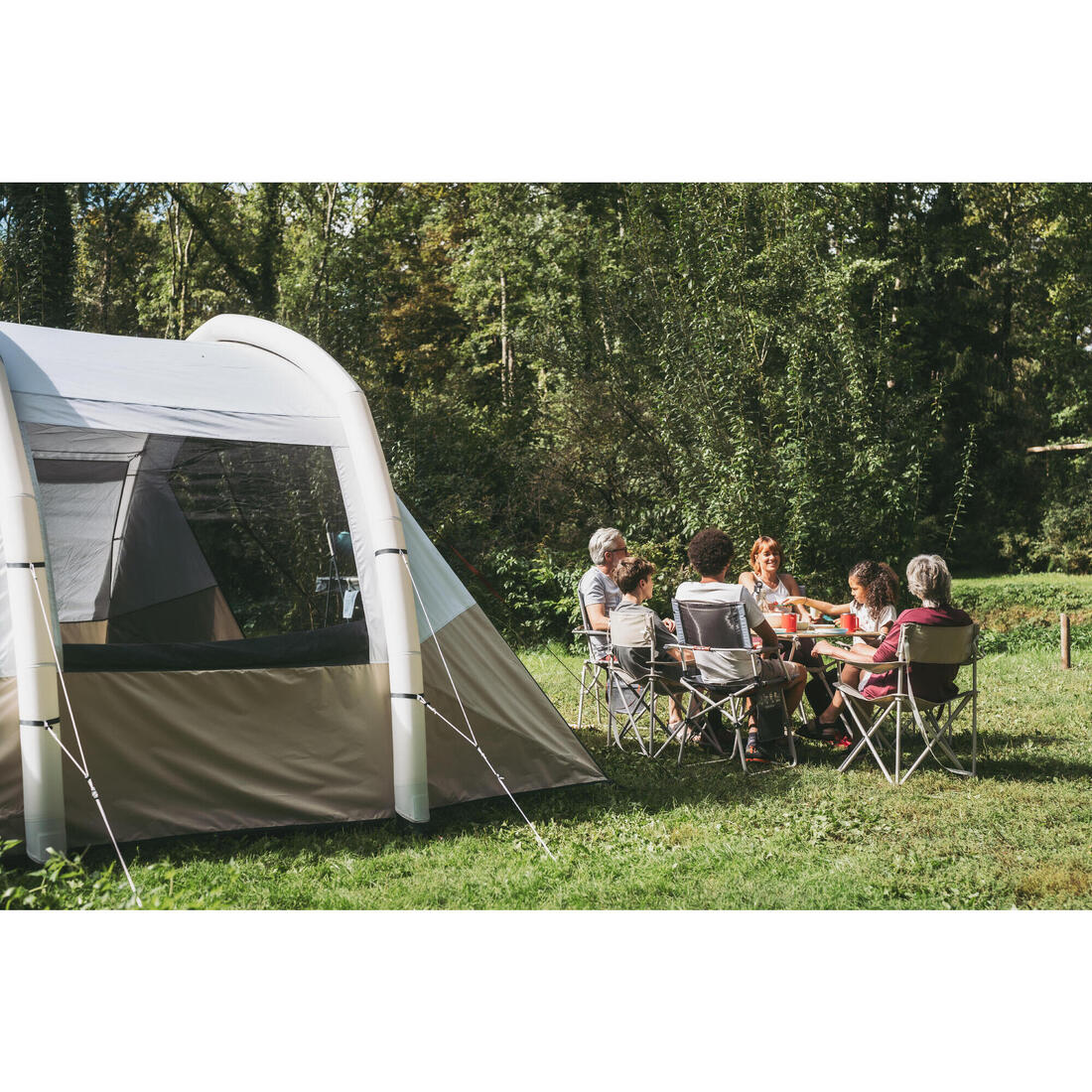 Chaise large de camping avec accoudoir, pliante et confortable