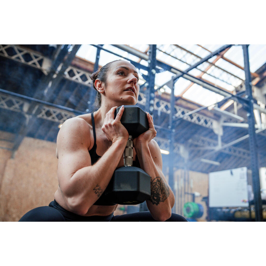 Haltère de crosstraining et musculation Dumbbell hexagonale 15 kg, noir