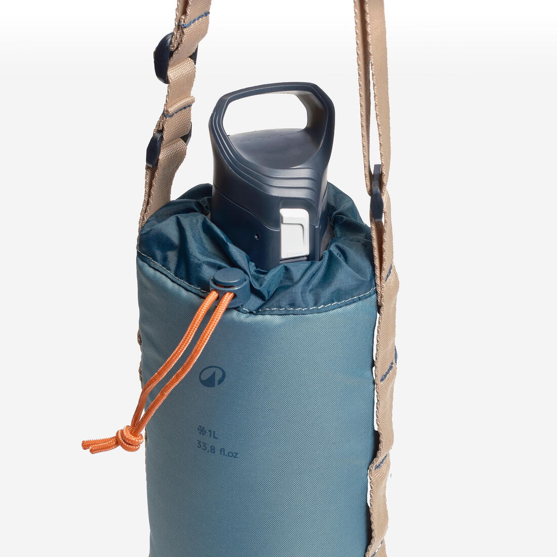 Housse isotherme pour gourde de randonnée jusqu'à 1L, avec bandoulière et poche