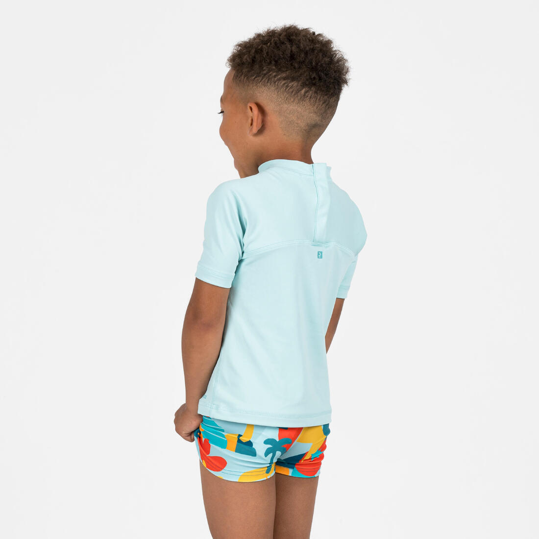 Boxer de bain bébé / enfant bleu imprimé crabes