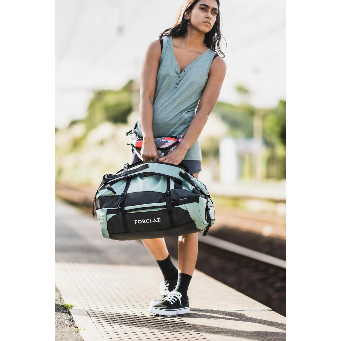 Débardeur laine mérinos de trek voyage - travel 500 corail femme