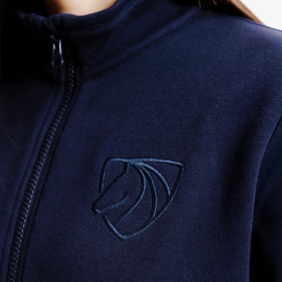 Sweat zippé équitation enfant 500 Marine