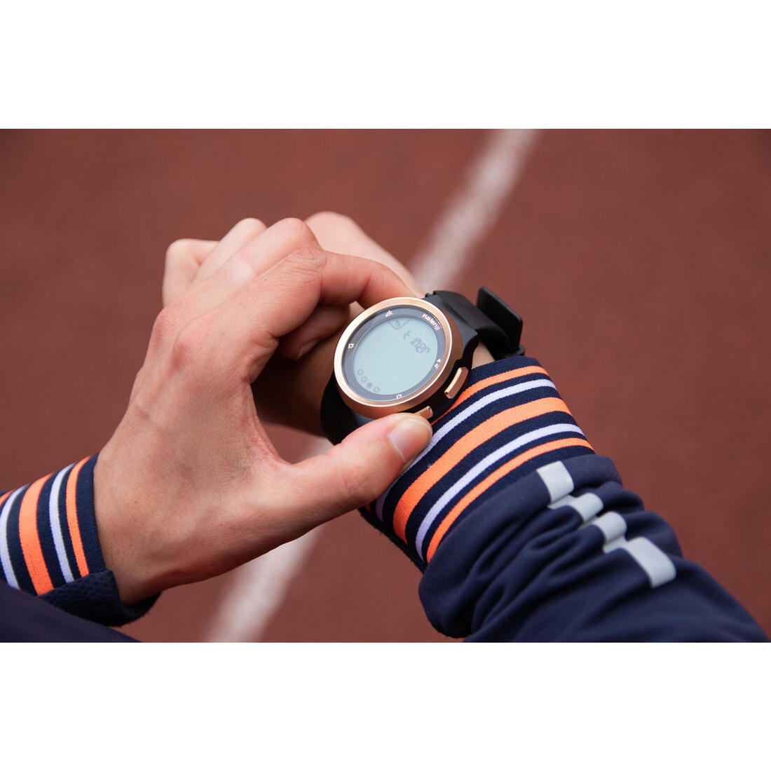 Montre chronomètre de course à pied homme W900 noire écran reverse