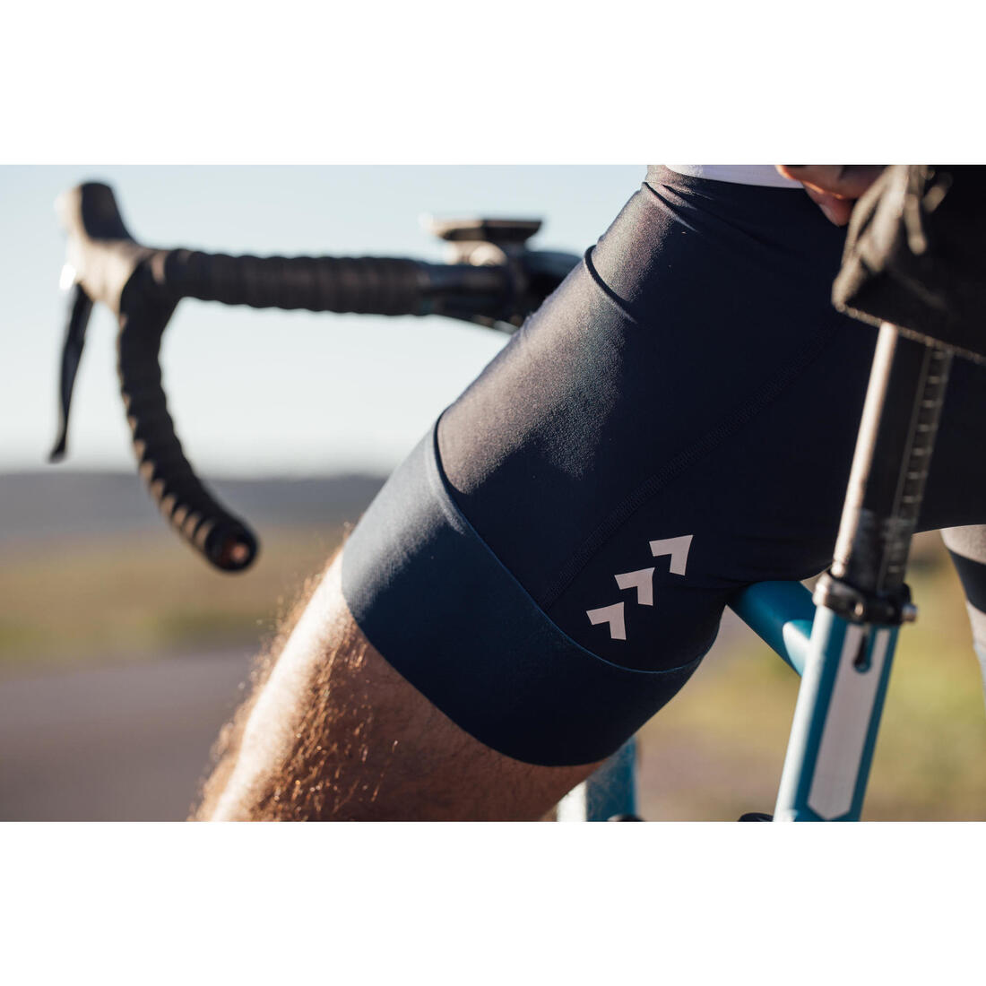 Cuissard vélo route sans bretelles homme cyclotourisme RC500 marine avec poche