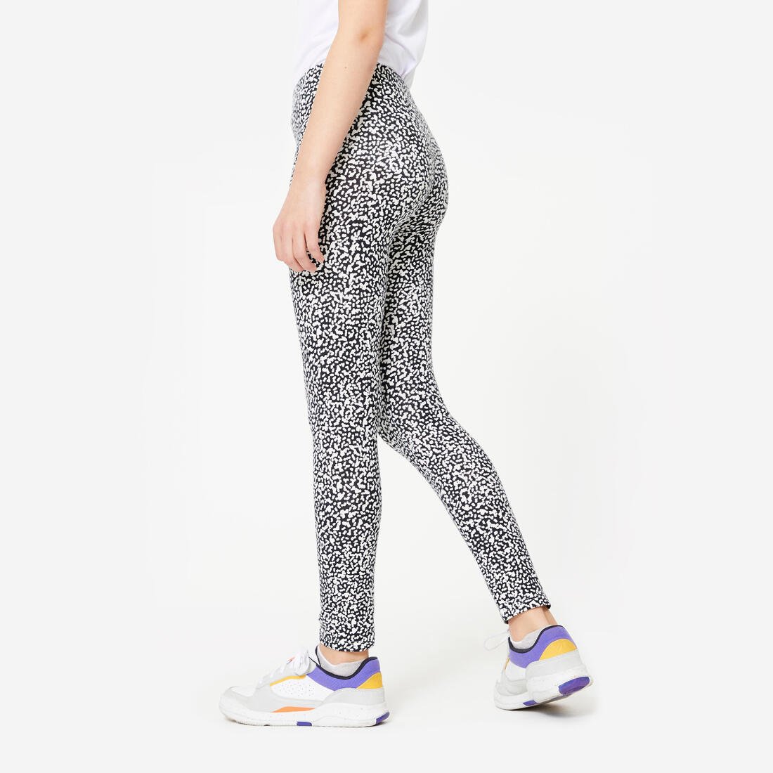 Legging en coton fille, imprimé noir et