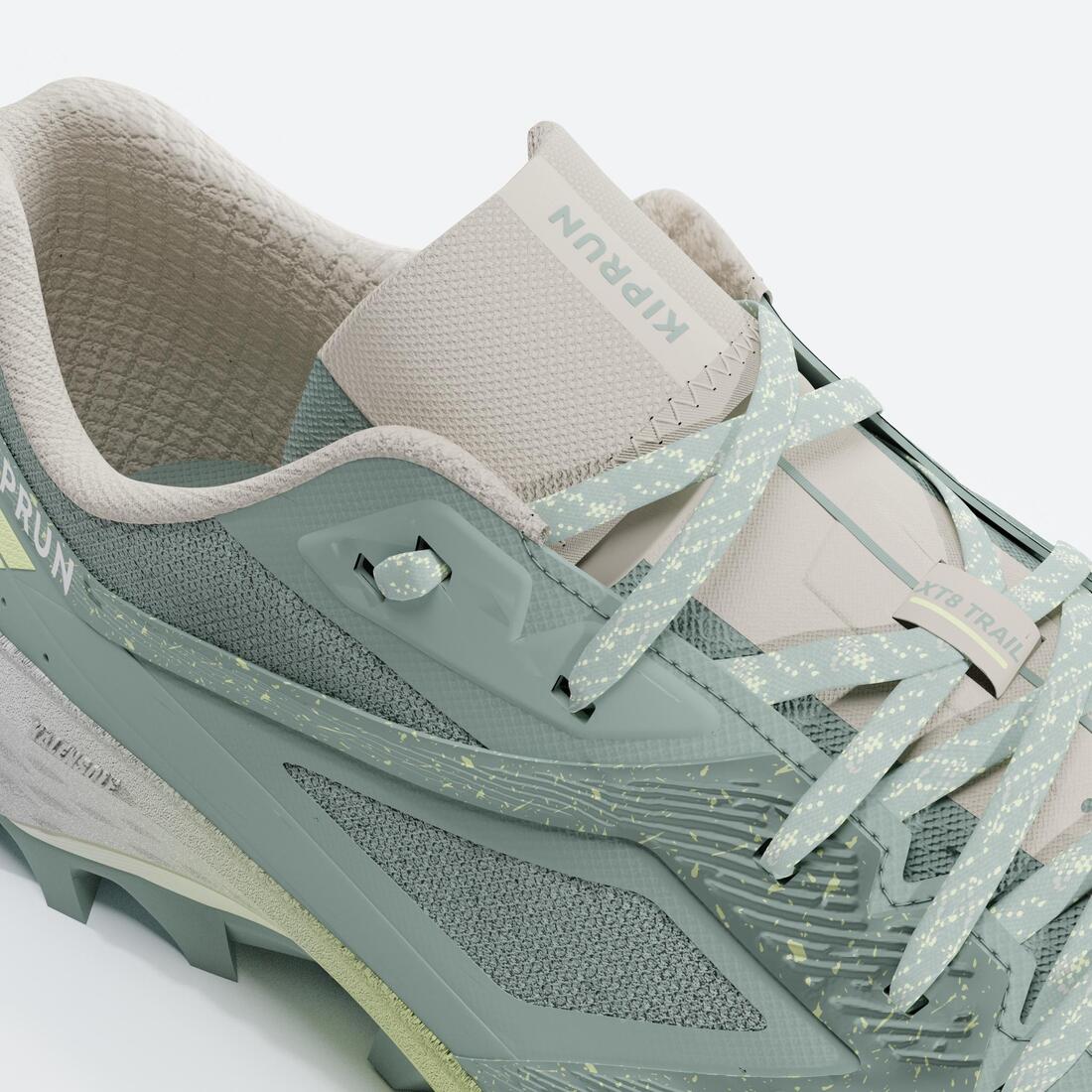 Chaussures de Trail Running Femme, Kiprun XT8 Vert Jaune