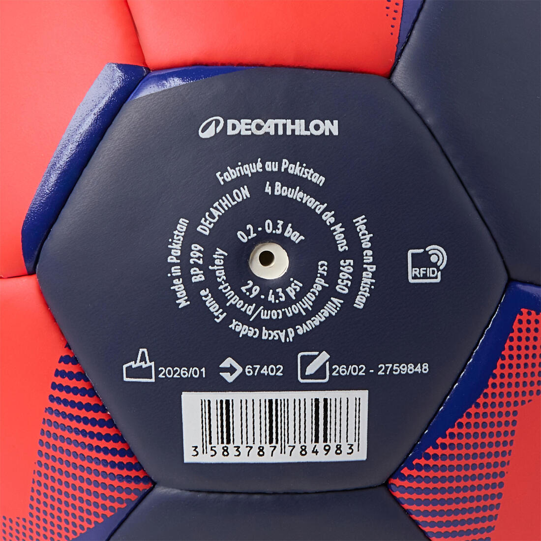 Ballon de handball taille 3, HB 100 Easygrip bleu orange