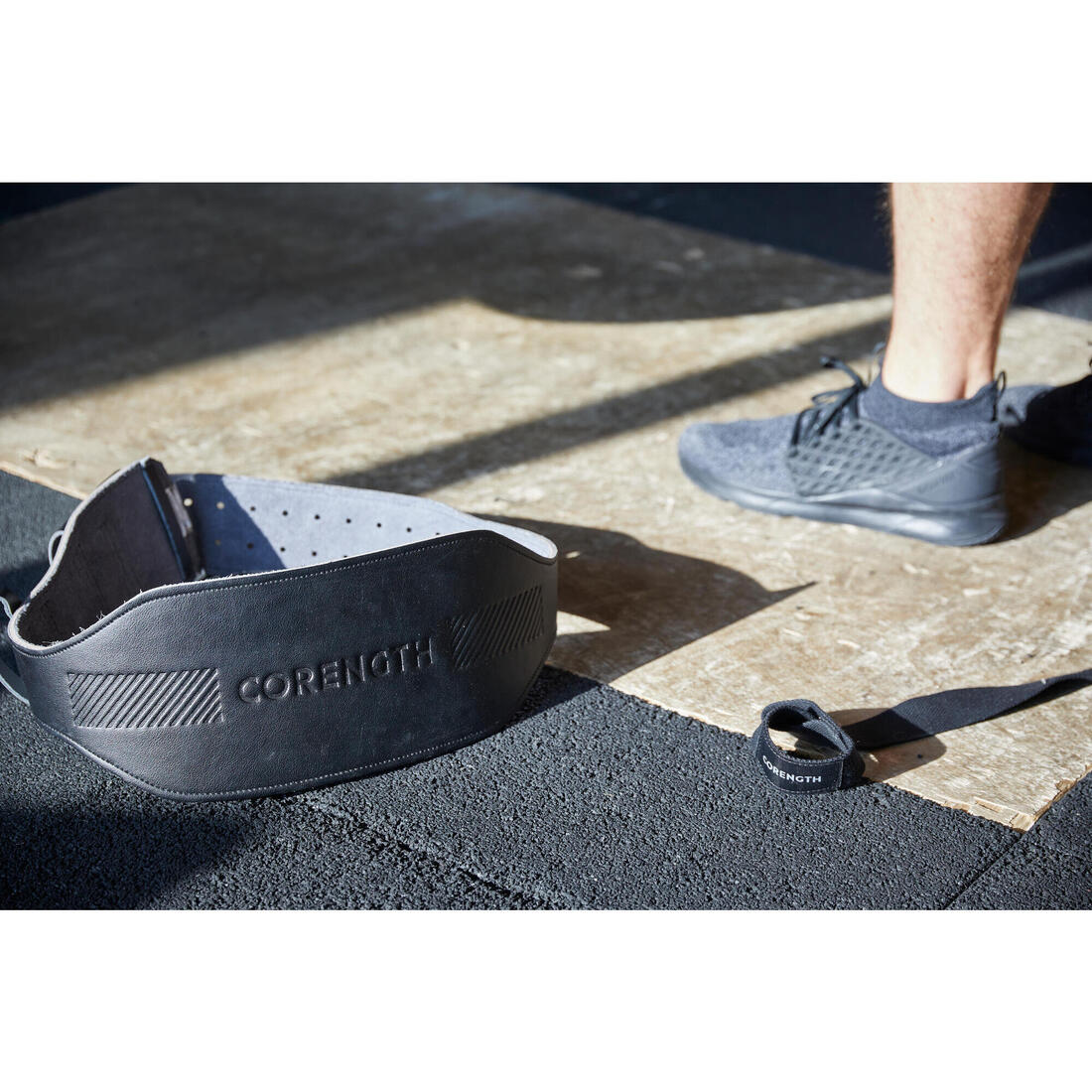 Ceinture lombaire de musculation en cuir - noire