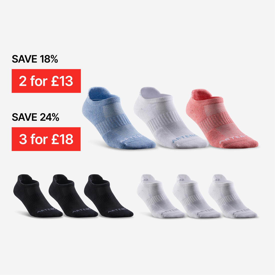 Chaussettes de sport basses lot de 3 paires, RS 500