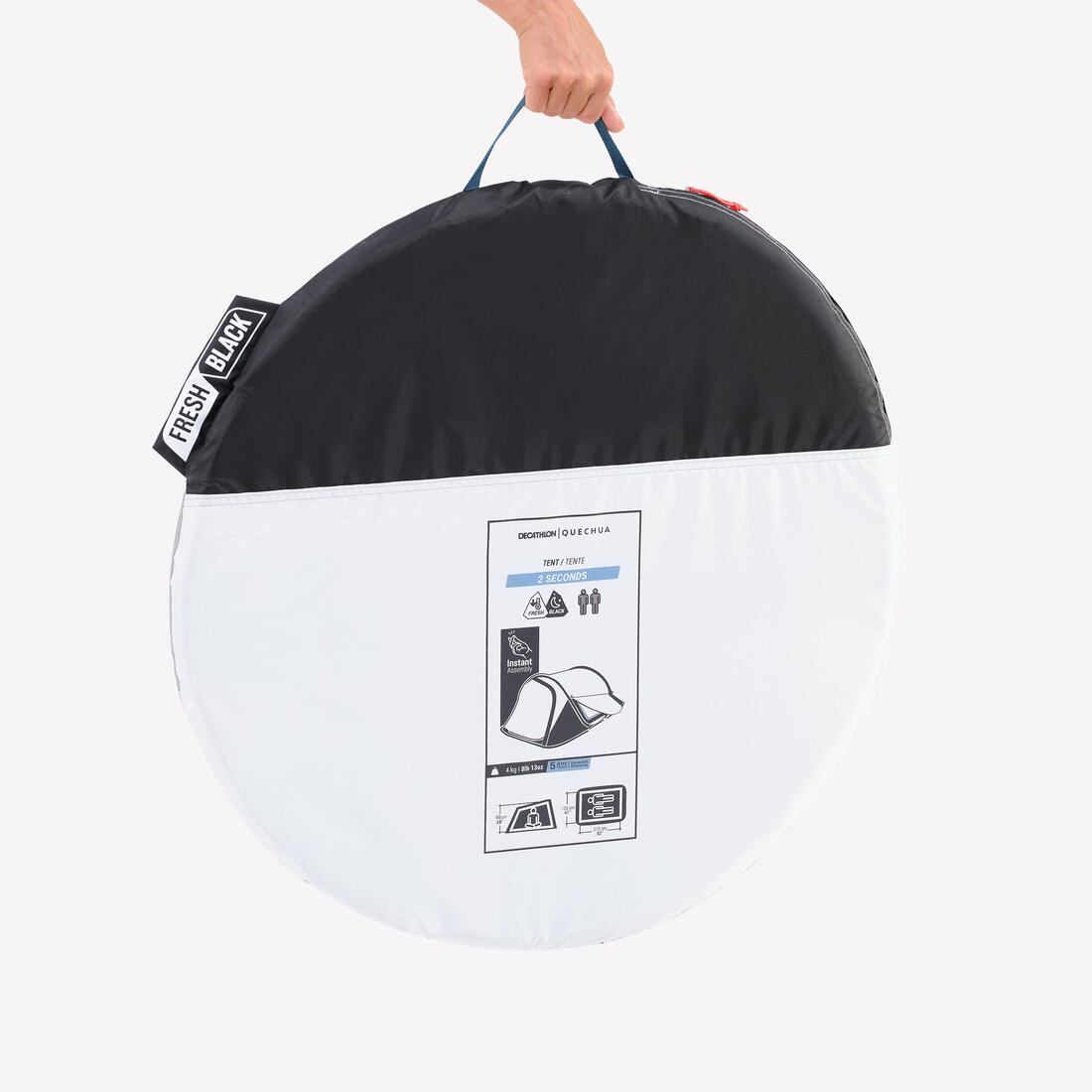 Tente de camping instantanée 2 places, 2 Seconds Fresh & Black