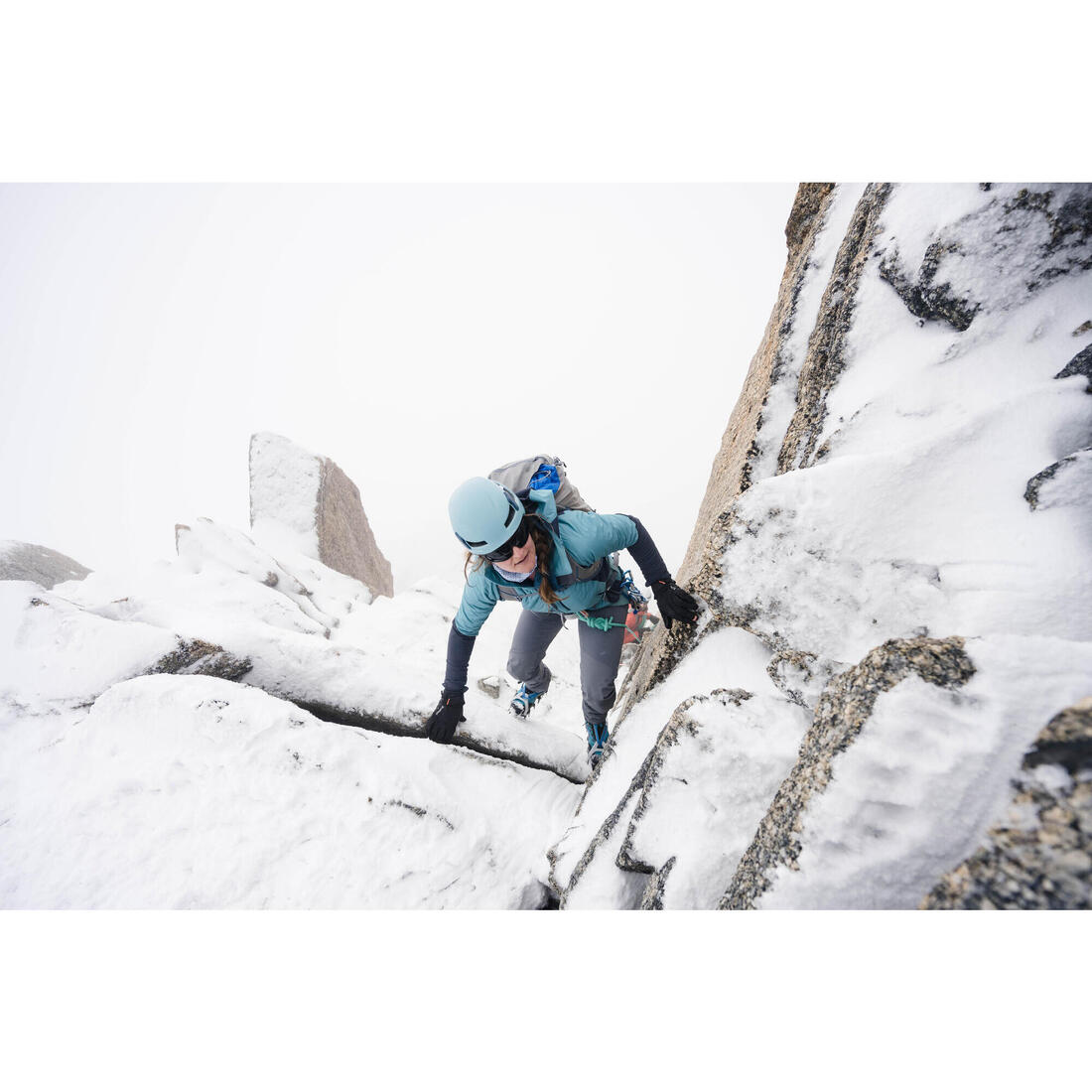 Veste hybride sprint synthétique & laine alpinisme femme - bleu gris