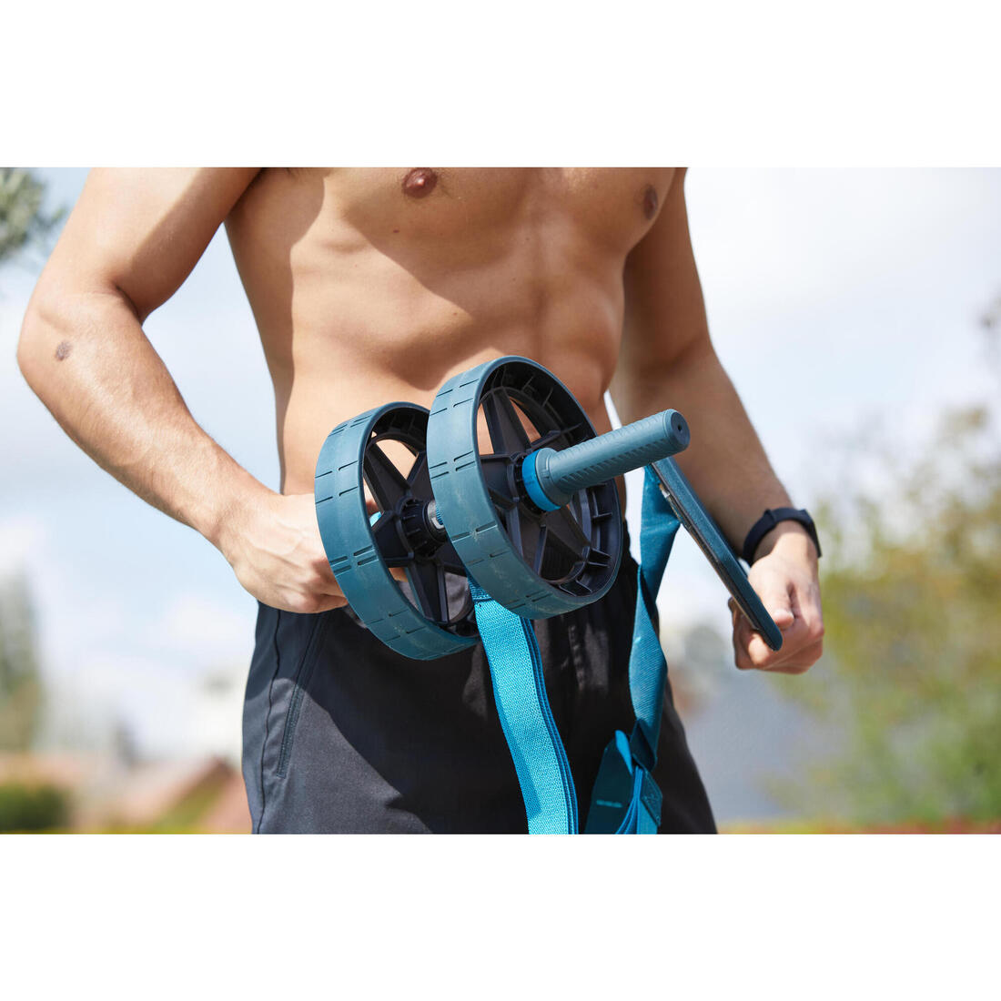 Roulette abdominale musculation avec ou sans élastique de guidage - ab wheel evo