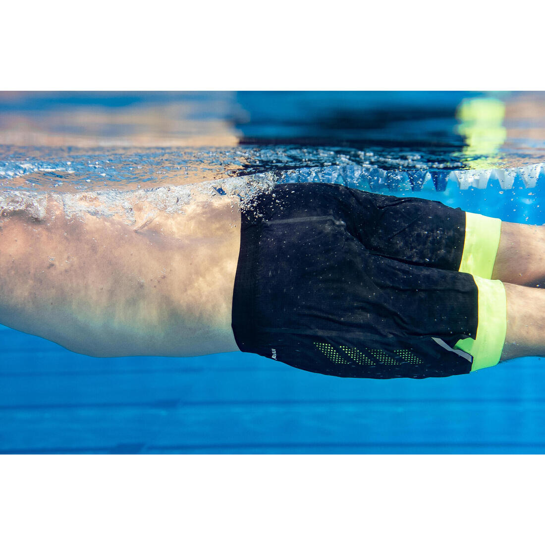 Jammer-Short de Natation Homme 500 Fiti - Noir / Jaune / Beige