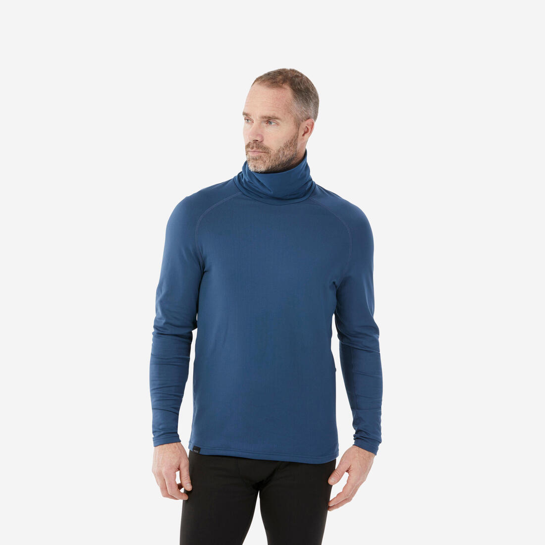 Sous-vêtement de ski à col roulé chaud et respirant homme, BL 500 bleu foncé