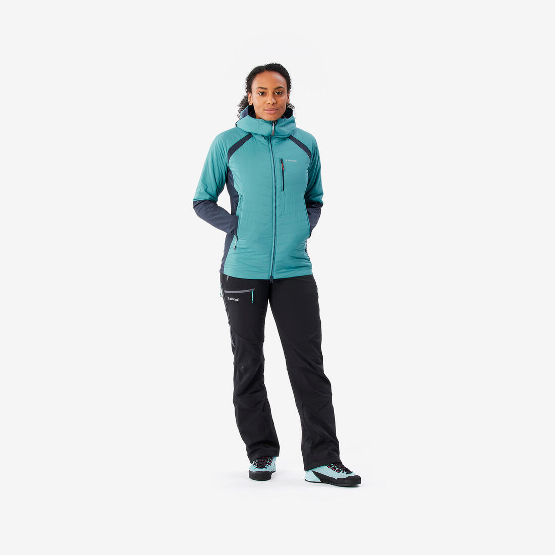 Veste hybride sprint synthétique & laine alpinisme femme - bleu gris