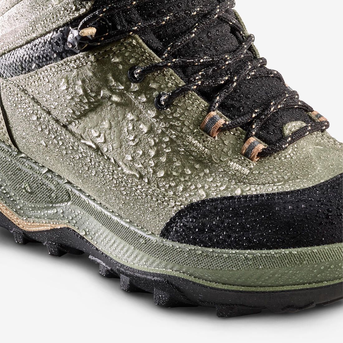 Chaussures de trekking en cuir imperméables femme, MT100 vert