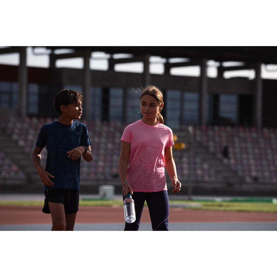 T-Shirt running ultra léger Enfant - KIPRUN Light 900 marine vert