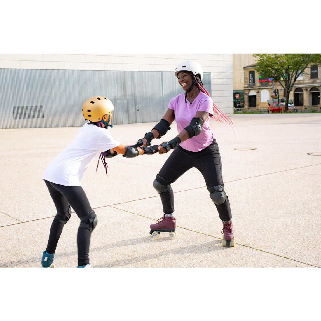 Set de 3x2 protections enfant roller skateboard trottinette 100 noir