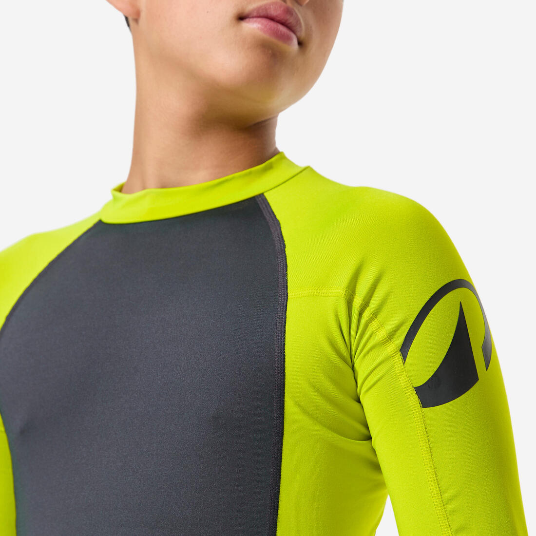 Tee shirt anti uv manches longues garçon, 500 vert et gris