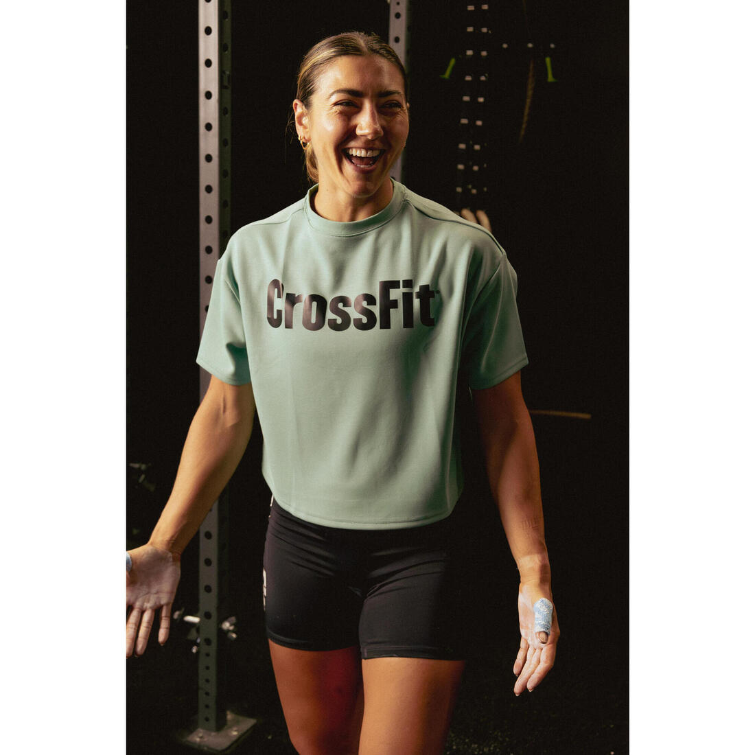 Tee shirt de crossfit® crop top femme, vert