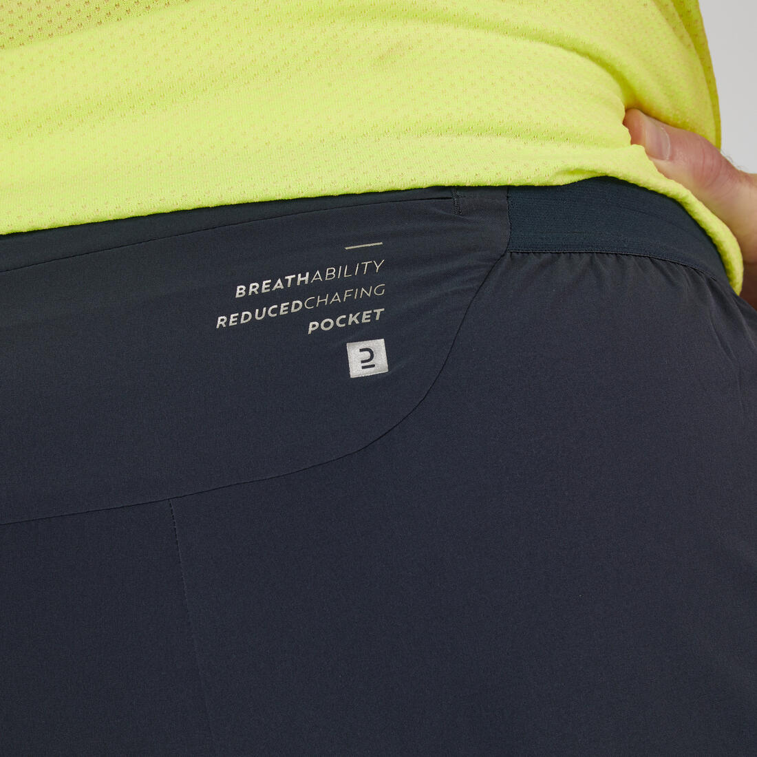 Short 2 en 1 de running Homme - KIPRUN Run 500 Confort Noir