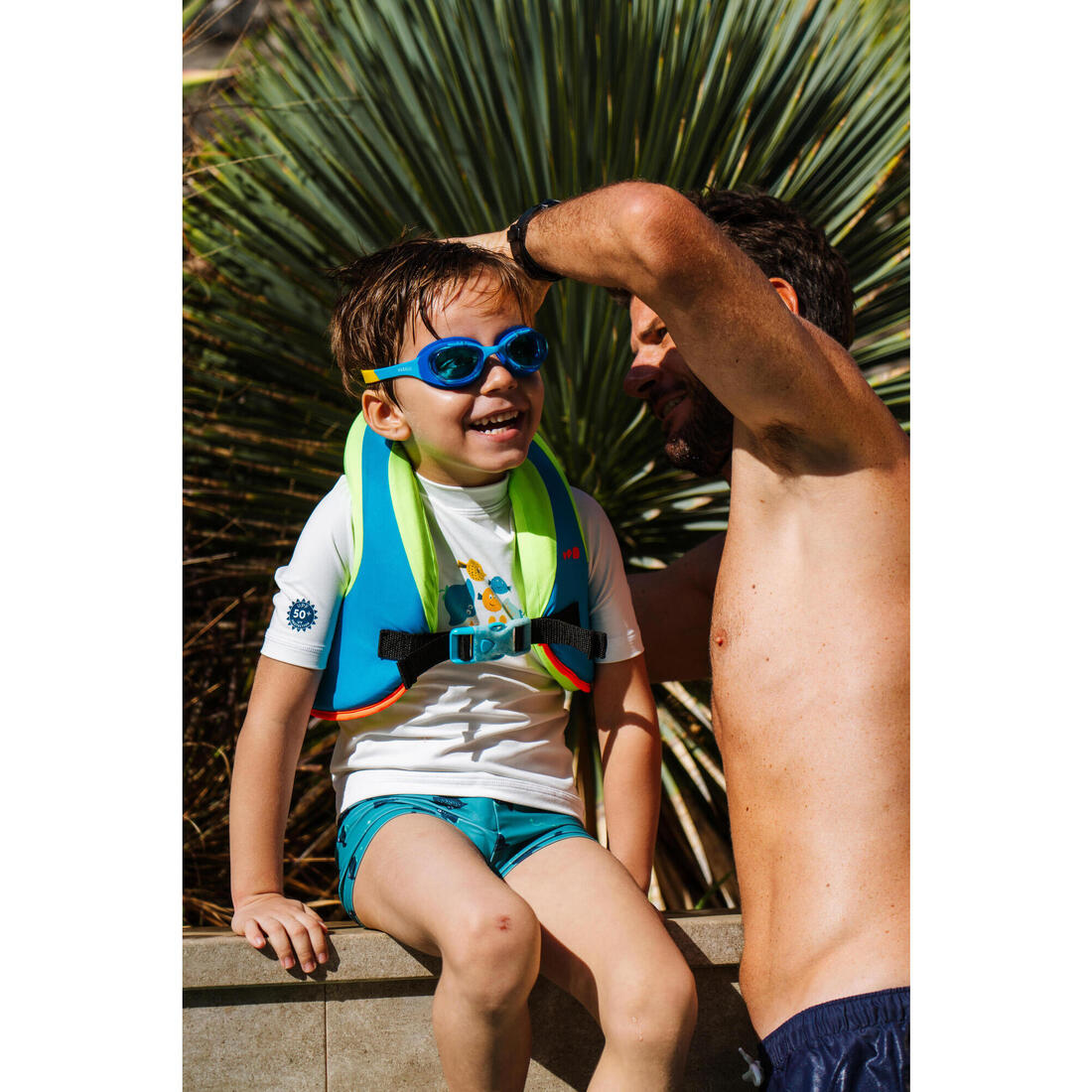 Boxer de bain bébé / enfant bleu imprimé crabes