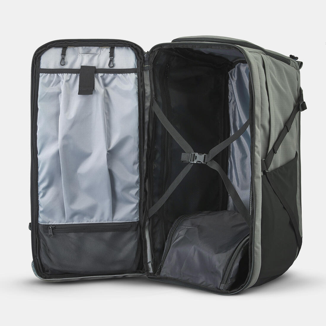 Sac à dos de voyage ouverture valise 70+6L homme, Travel 900 vert kaki