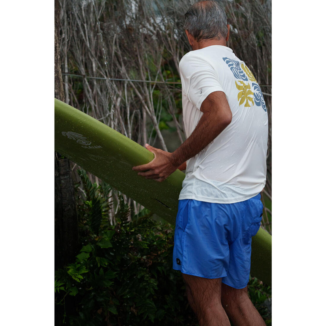 Boardshort surf 100 Court 15" Homme - Hendaia pockets Khaki