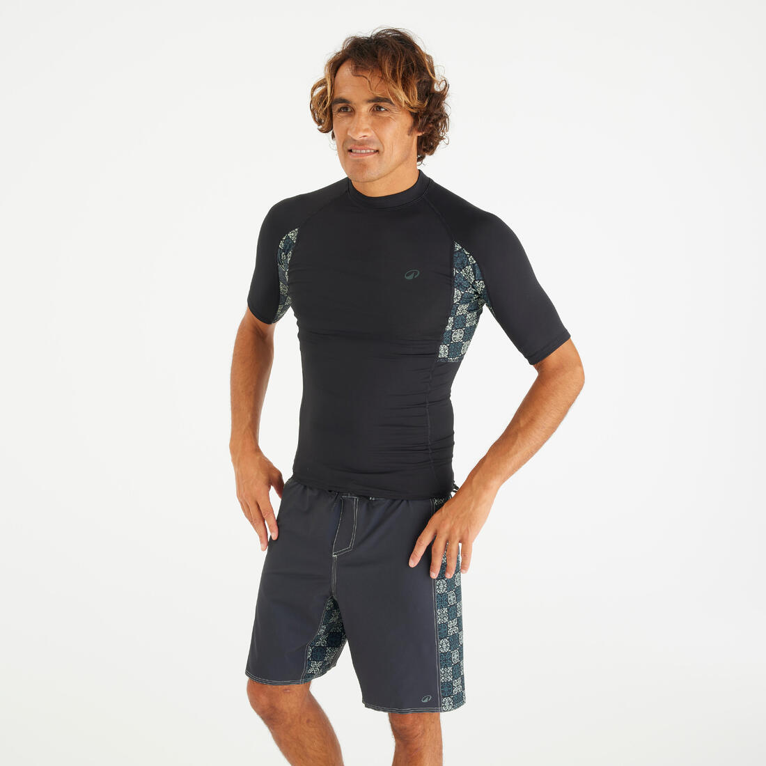 Tee shirt anti uv manches courtes homme - 500 bleu palmeraie