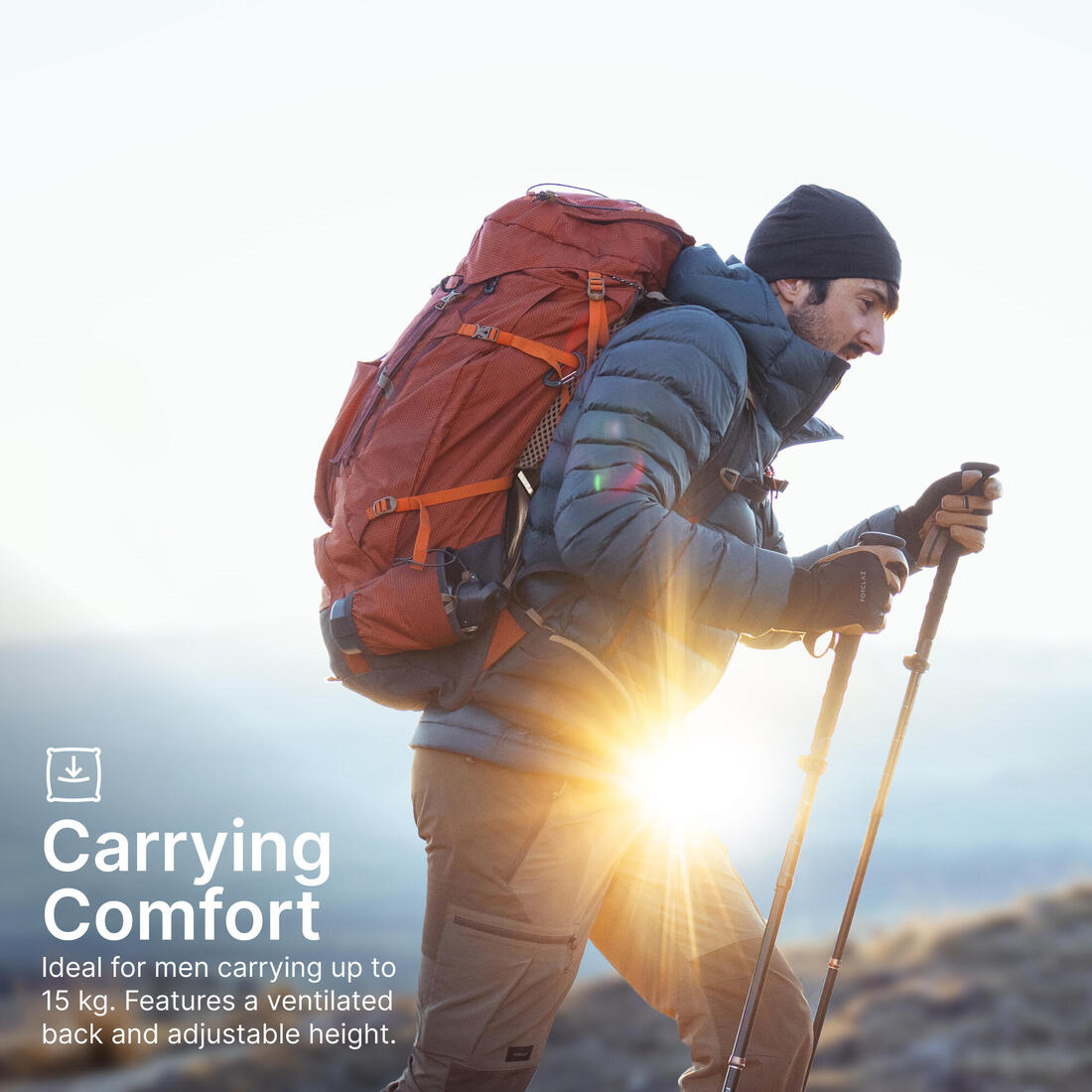 Sac à dos de trekking homme 60+10l - mt500 air