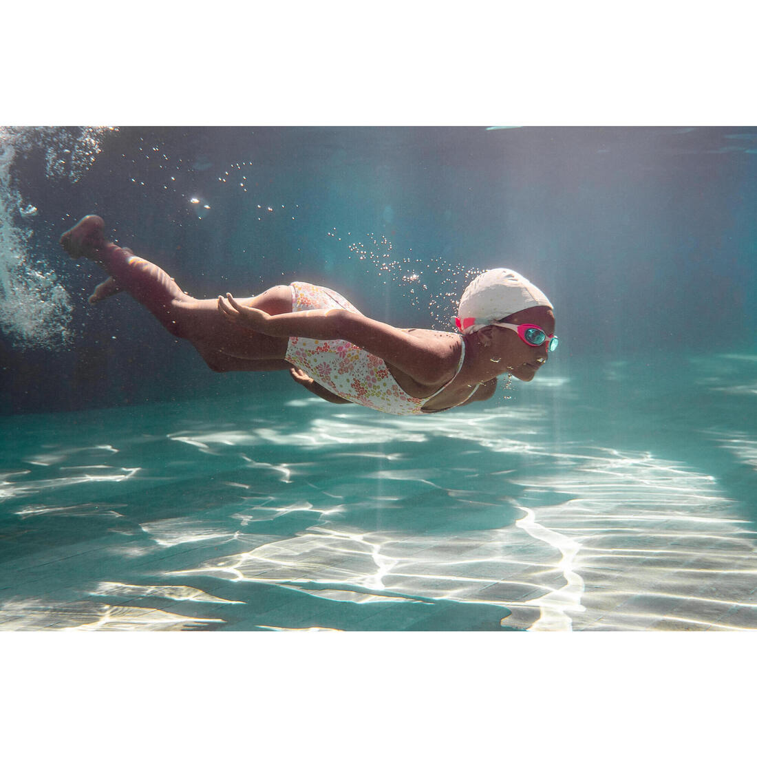 Bonnet de Bain en Maille Enduite - Tissu Imprimé - Taille S - Rose Marg