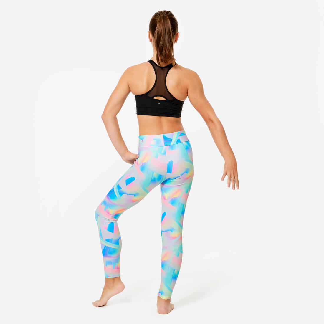 Legging de gymnastique taille haute fille, imprimé multico