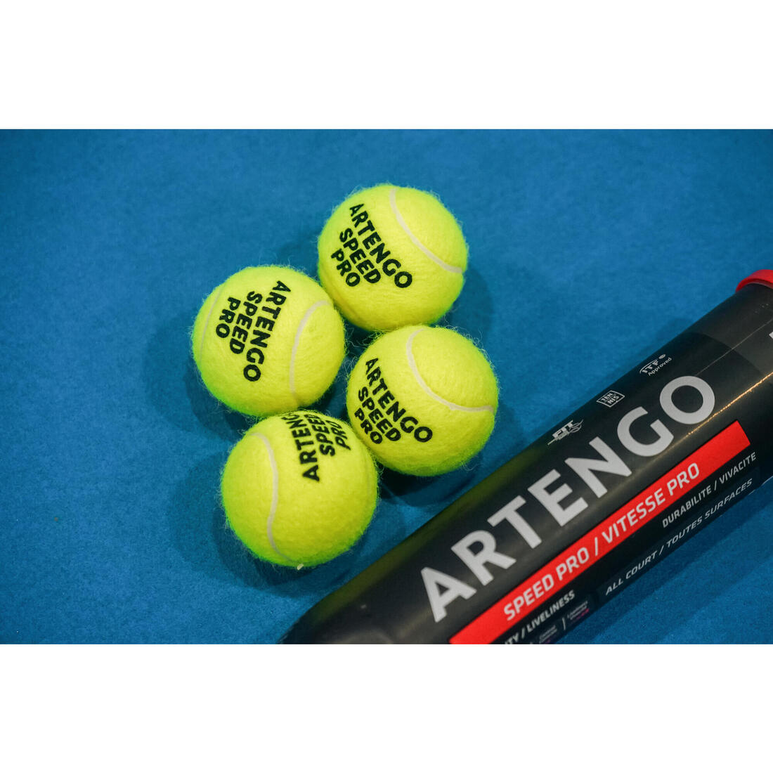 Balle de tennis vive tube de 4 balles, Kuikma Speed pro