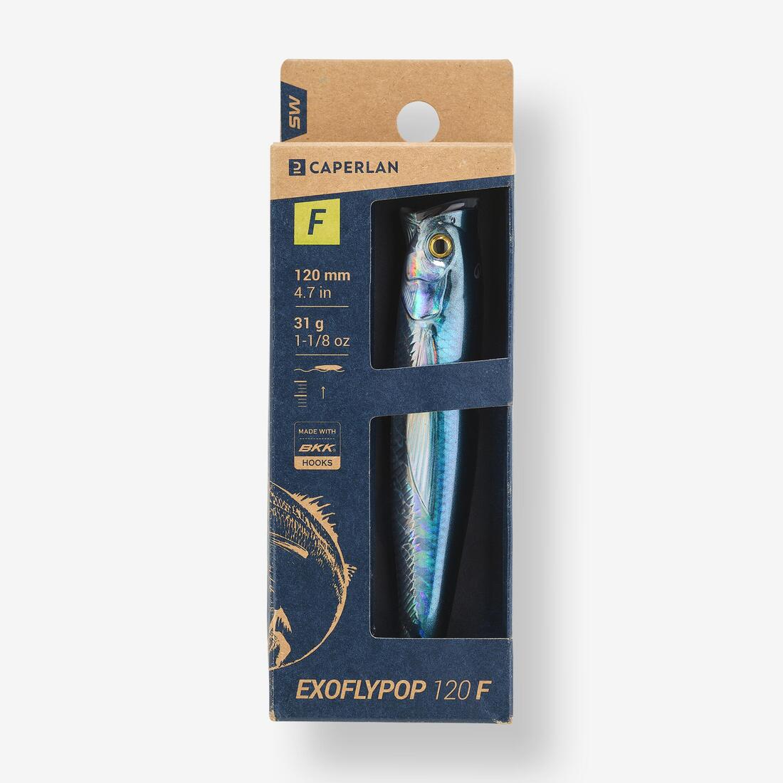 Leurre de surface Popper pêche en mer EXOFLY POP 12cm