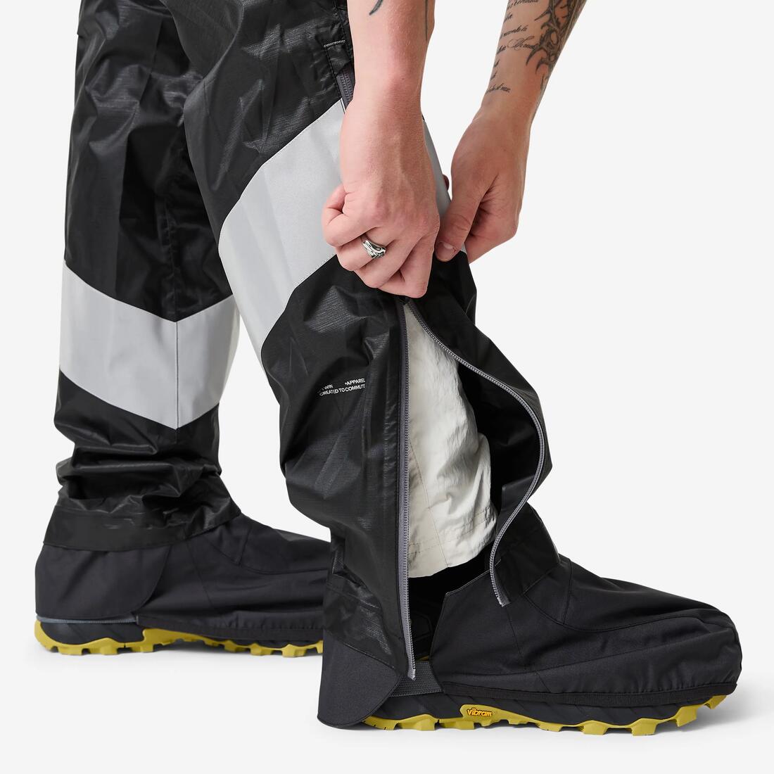 Surpantalon pluie velo ville avec couvre-chaussures integrees 540 homme noir