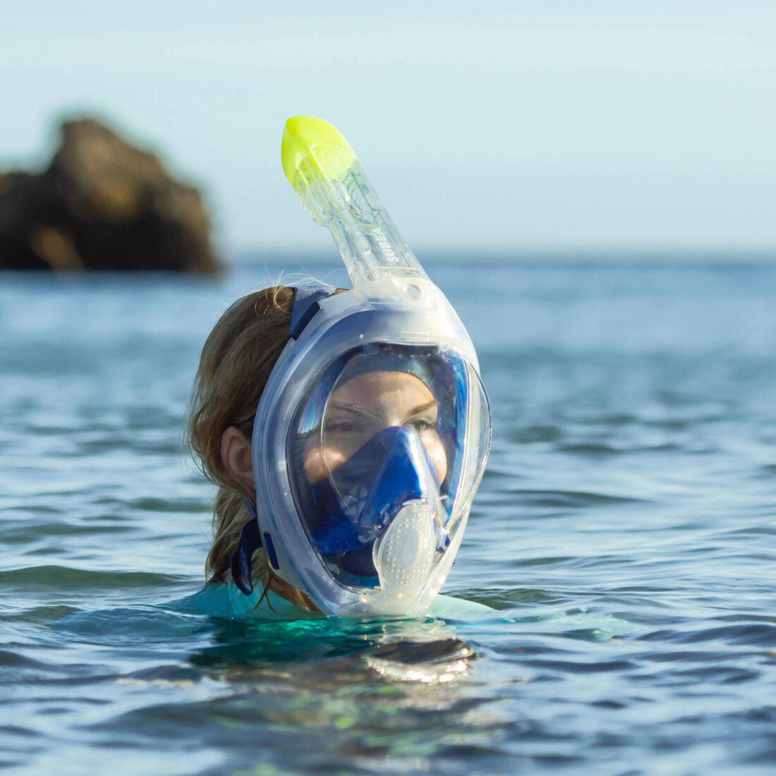 Masque snorkeling surface easybreath + avec valve acoustique > 10 ans - jungl