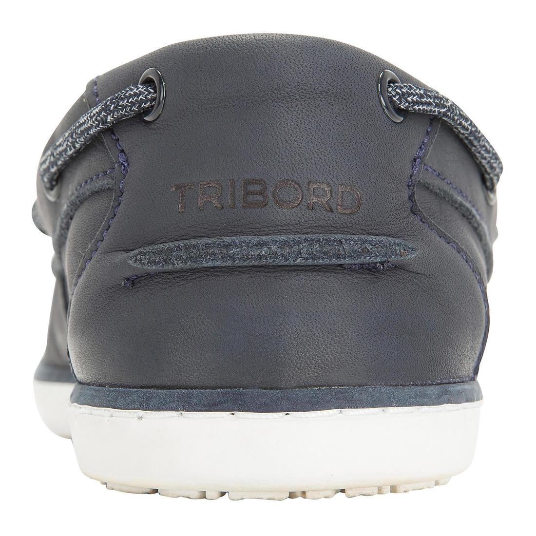 Chaussures bateau en cuir SAILING 500 femme Navy