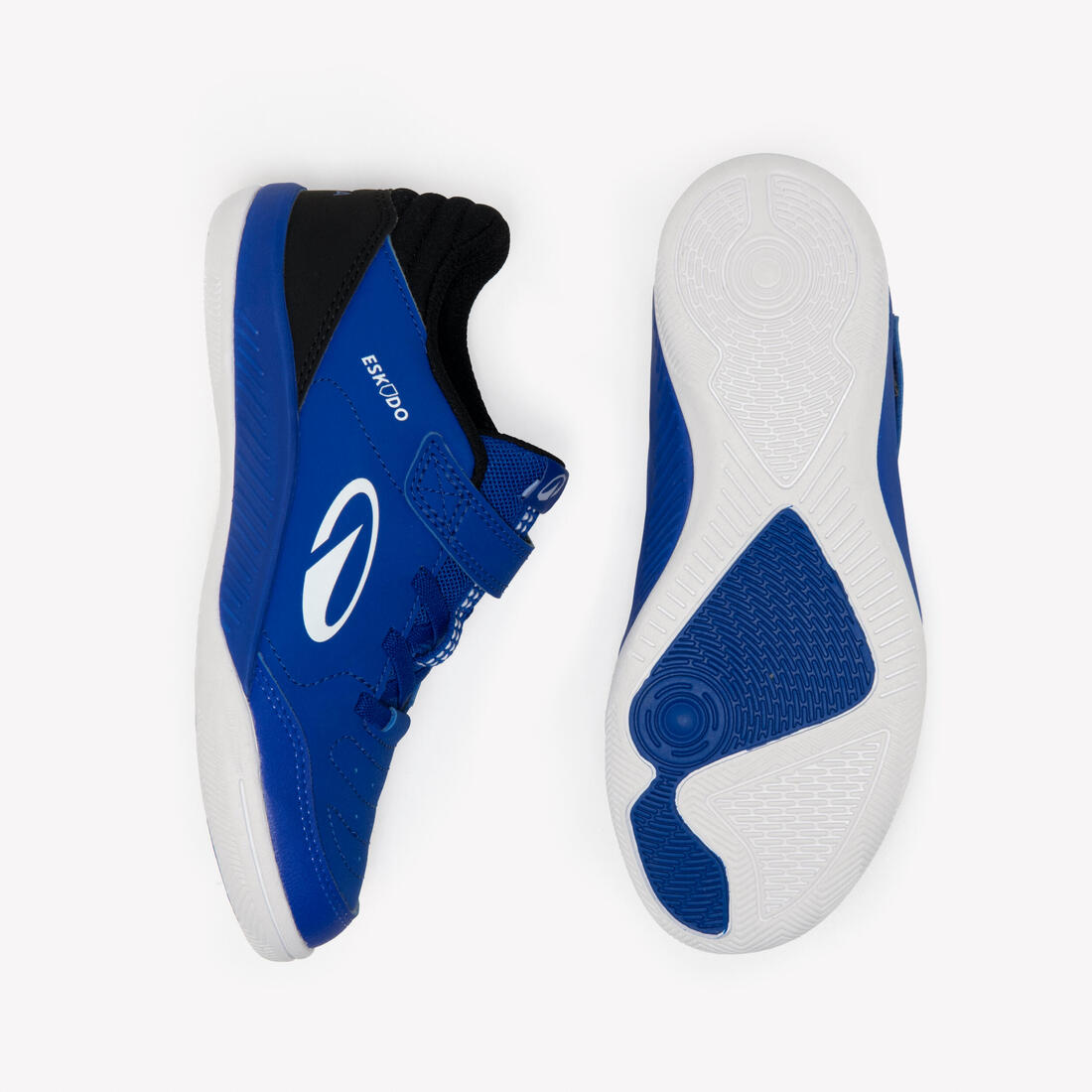 Chaussures de futsal sans lacet enfant, Eskudo Club Sala Easy orange et