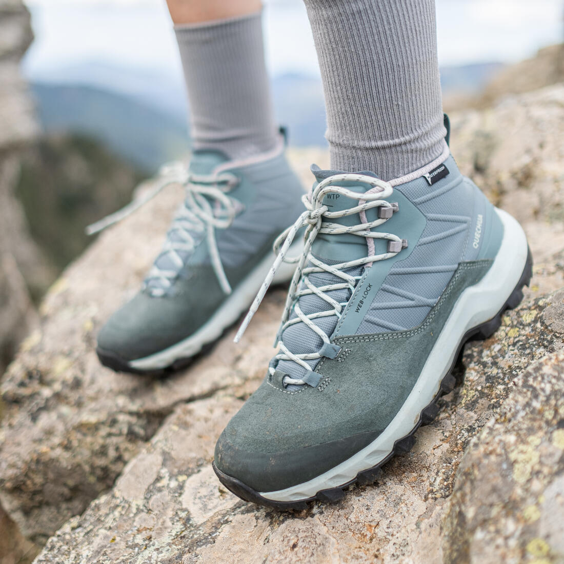Chaussures imperméables de randonnée montagne - mh500 mid - femme