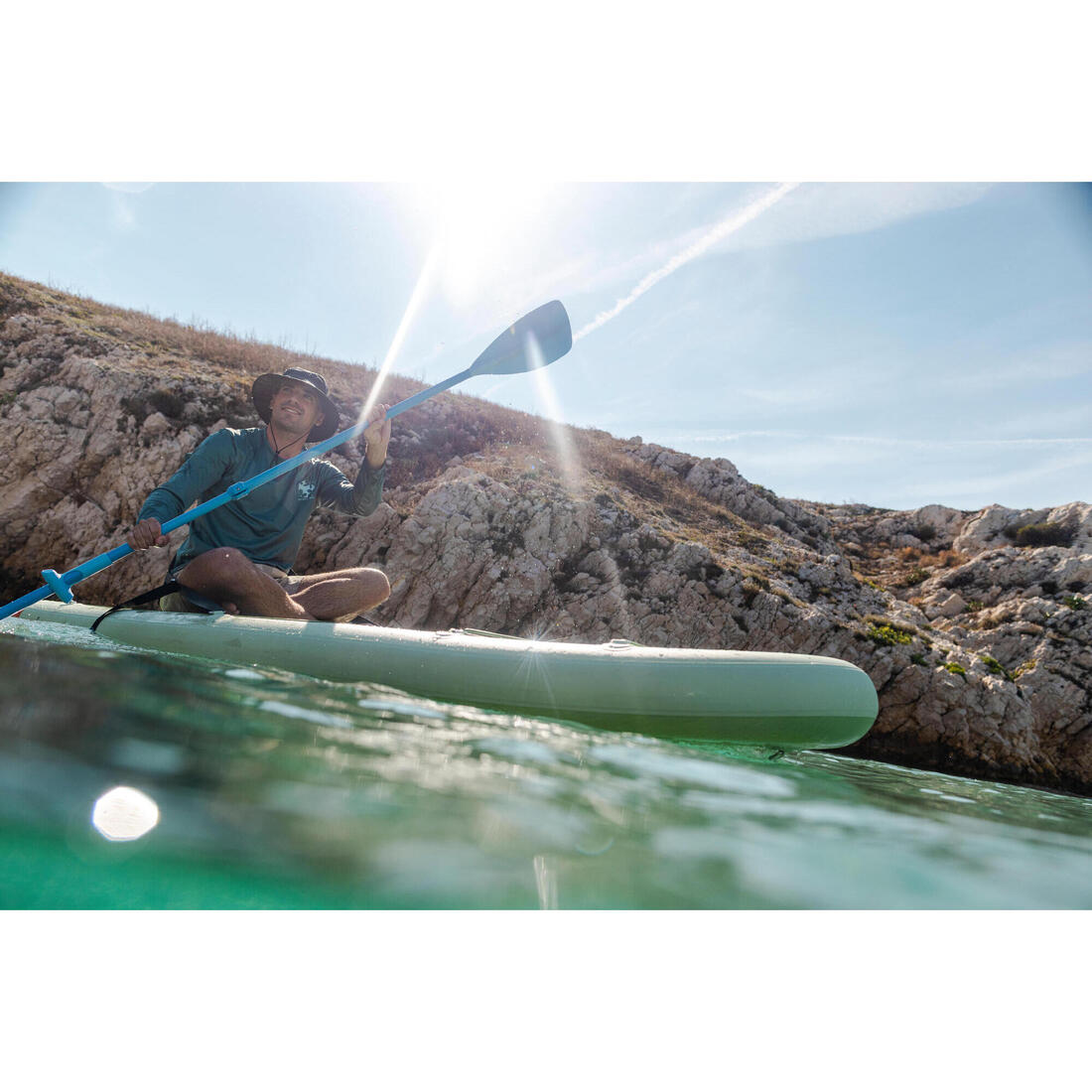 Pagaie convertible SUP et kayak, 100 bleu - 160-220cm