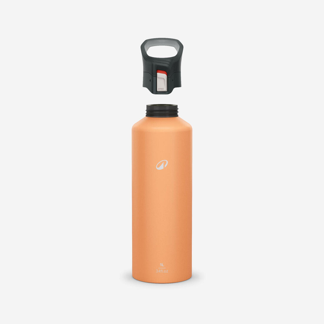 Gourde alu 1L avec bouchon instantané, composée à 100% d’alu recyclé